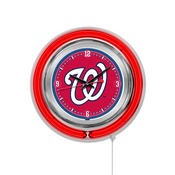 Washington Nationals Double Neon Wall Clock by Holland Bar Stool, AGS-Clk15MLBWas