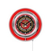 U.S. Marines Double Neon Ring, Logo Clock by Holland Bar Stool Company, ClkMarine