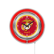 United States Marine Corps (Red/Yellow) Double Neon Wall Clock by Holland Bar Stool Company, AGS-Clk15MarineRY