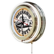 Mechanic on Duty Double Neon Ring, Logo Clock by Holland Bar Stool Company, ClkMchnic