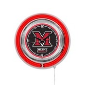 Miami (OH) Double Neon Ring, Logo Clock by Holland Bar Stool Company, ClkMia-OH