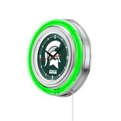 Michigan State Double Neon Ring, Logo Clock by Holland Bar Stool Company, ClkMichSt