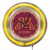 Minnesota Double Neon Ring, Logo Clock by Holland Bar Stool Company, ClkMinnUn
