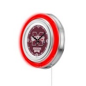 Mississippi State Double Neon Ring, Logo Clock by Holland Bar Stool Company, ClkMssStU