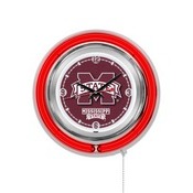 Mississippi State Double Neon Ring, Logo Clock by Holland Bar Stool Company, ClkMssStU