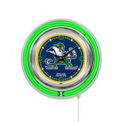 Notre Dame (Leprechaun) Double Neon Ring, Logo Clock by Holland Bar Stool Company, ClkND-Lep