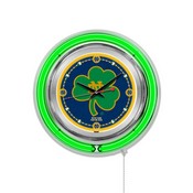 Notre Dame (Shamrock) Double Neon Ring, Logo Clock by Holland Bar Stool Company, ClkND-Shm