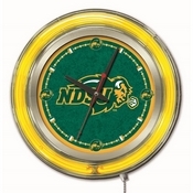 North Dakota State Double Neon Ring, Logo Clock by Holland Bar Stool Company, ClkNDakSt