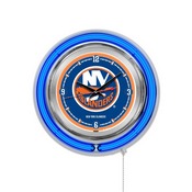 New York Islanders Double Neon Ring, Logo Clock by Holland Bar Stool Company, ClkNYIsln