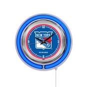 New York Rangers Double Neon Ring, Logo Clock by Holland Bar Stool Company, ClkNYRang