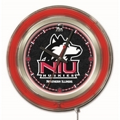 Northern Illinois Double Neon Ring, Logo Clock by Holland Bar Stool Company, ClkNorIll