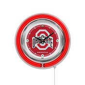 Ohio State Double Neon Ring, Logo Clock by Holland Bar Stool Company, ClkOhioSt