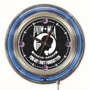 POW/MIA Double Neon Ring, Logo Clock by Holland Bar Stool Company, ClkPOWMIA