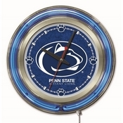 Penn State Double Neon Ring, Logo Clock by Holland Bar Stool Company, ClkPennSt