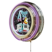 Rock & Roll Diner Double Neon Ring, Logo Clock by Holland Bar Stool Company, ClkR&RDiner