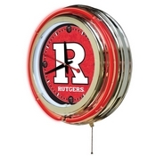 Rutgers Double Neon Ring, Logo Clock by Holland Bar Stool Company, ClkRutger