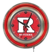 Rutgers Double Neon Ring, Logo Clock by Holland Bar Stool Company, ClkRutger
