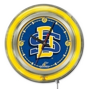 South Dakota State Double Neon Ring, Logo Clock by Holland Bar Stool Company, ClkSDakSt