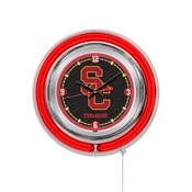 USC Trojans Double Neon Ring, Logo Clock by Holland Bar Stool Company, ClkSouCal