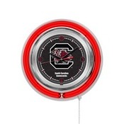 South Carolina Double Neon Ring, Logo Clock by Holland Bar Stool Company, ClkSouCar