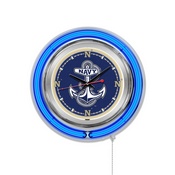 US Naval Academy (NAVY) Double Neon Ring, Logo Clock by Holland Bar Stool Company, ClkUSNavA