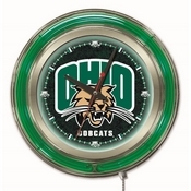 Ohio University Double Neon Ring, Logo Clock by Holland Bar Stool Company, ClkUnivOH