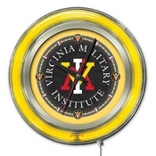 Virginia Military Institute Double Neon Ring, Logo Clock by Holland Bar Stool Company, ClkVAMilI