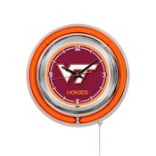 Virginia Tech Double Neon Ring, Logo Clock by Holland Bar Stool Company, ClkVATech
