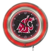 Washington State University Double Neon Wall Clock by Holland Bar Stool Co., AGS-Clk15WashSt