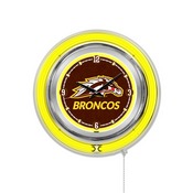 Western Michigan Double Neon Ring, Logo Clock by Holland Bar Stool Company, ClkWestMI