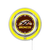 Western Michigan Double Neon Ring, Logo Clock by Holland Bar Stool Company, ClkWestMI