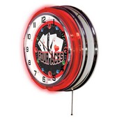 4 Aces Double Neon Ring, Logo Clock by Holland Bar Stool Company, Clk4Aces