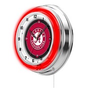 Alabama Double Neon Ring, Logo Clock by Holland Bar Stool Company (Script "A") Logo, ClkAL-A