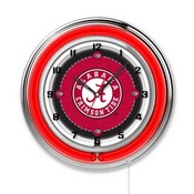 Alabama Double Neon Ring, Logo Clock by Holland Bar Stool Company (Script "A") Logo, ClkAL-A