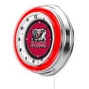 Alabama Double Neon Ring, Logo Clock by Holland Bar Stool Company, ClkAL-Ele