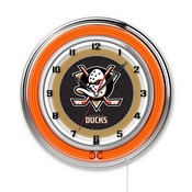 Anaheim Ducks Double Neon Ring, Logo Clock by Holland Bar Stool Company, ClkAnaDks