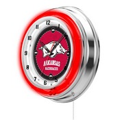 Arkansas Double Neon Ring, Logo Clock by Holland Bar Stool Company, ClkArknUn