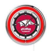 Arkansas Double Neon Ring, Logo Clock by Holland Bar Stool Company, ClkArknUn