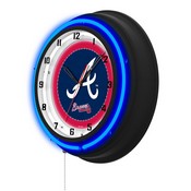 Atlanta Braves Double Neon Wall Clock by Holland Bar Stool Company, AGS-ClkBKMLBAtl