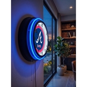 Atlanta Braves Double Neon Wall Clock by Holland Bar Stool Company, AGS-ClkBKMLBAtl