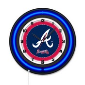Atlanta Braves Double Neon Wall Clock by Holland Bar Stool Company, AGS-ClkBKMLBAtl