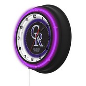 Colorado Rockies Double Neon Wall Clock by Holland Bar Stool Company, AGS-Clk15BKMLBCol