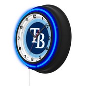 Tampa Bay Rays Double Neon Wall Clock by Holland Bar Stool Company, AGS-Clk15BKMLBTam