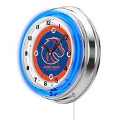 Boise State Double Neon Ring, Logo Clock by Holland Bar Stool Company, ClkBoiseS