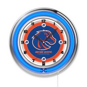 Boise State Double Neon Ring, Logo Clock by Holland Bar Stool Company, ClkBoiseS