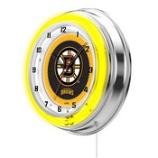 Boston Bruins Double Neon Ring, Logo Clock by Holland Bar Stool Company, ClkBosBru