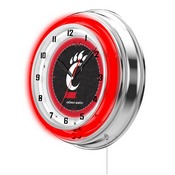 Cincinnati Double Neon Ring, Logo Clock by Holland Bar Stool Company, ClkCincin