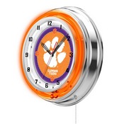 Clemson Double Neon Ring, Logo Clock by Holland Bar Stool Company, ClkClmson