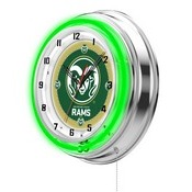 Colorado State Double Neon Ring, Logo Clock by Holland Bar Stool Company, ClkColoSt