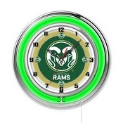 Colorado State Double Neon Ring, Logo Clock by Holland Bar Stool Company, ClkColoSt